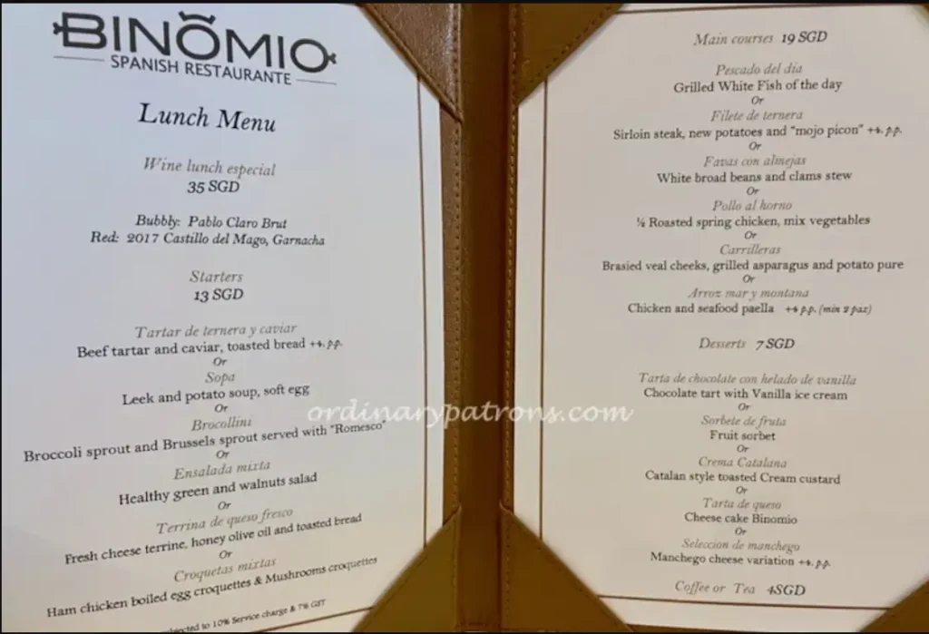 Binomio Menu Singapore