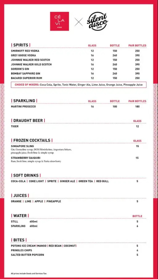 Ce La Vi Menu Singapore