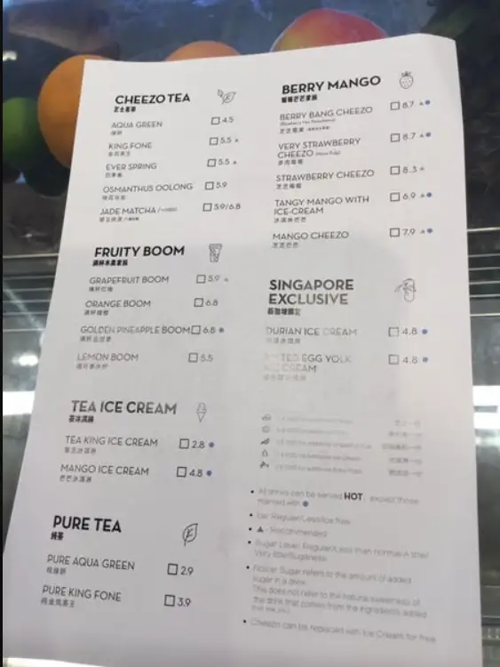 Hey Tea Menu Singapore