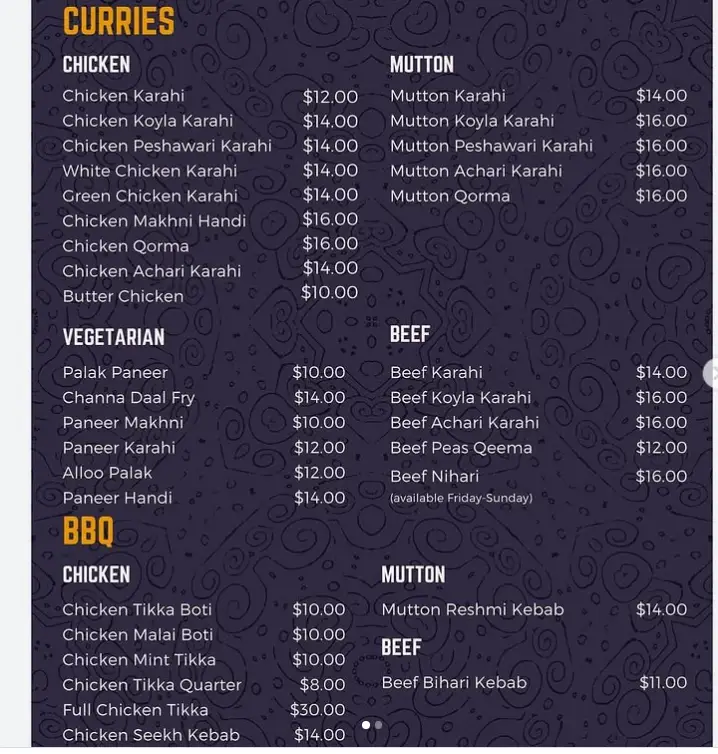 Kebabchi Charcoal BBQ Menu