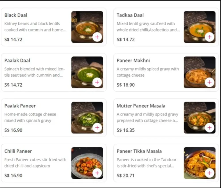 Muthu’s Curry Menu