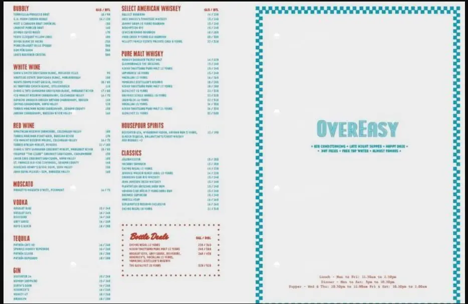 Overeasy Menu Singapore